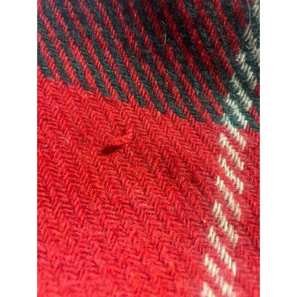 Red and Black Vintage tartan wool blanket